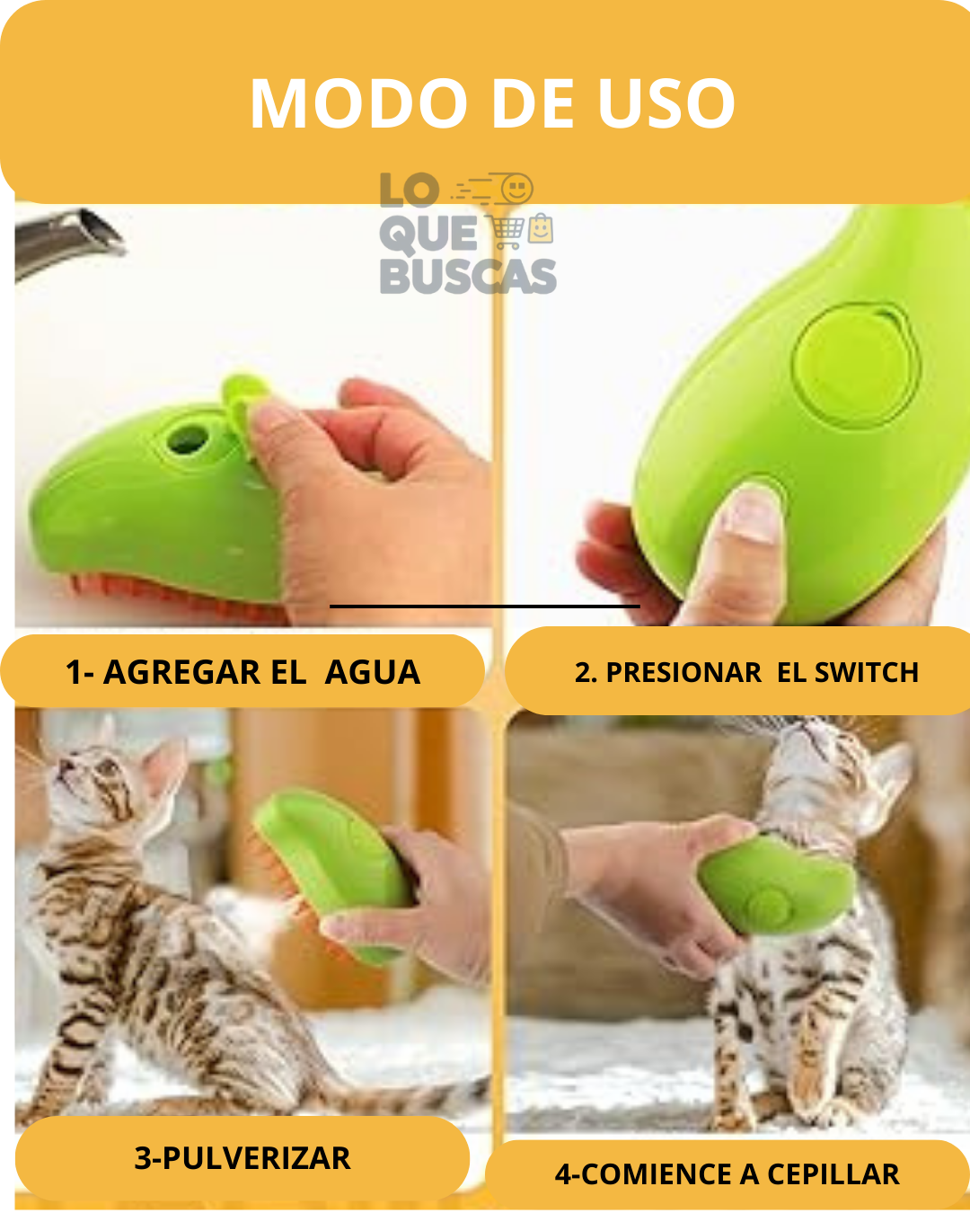 Cepillo de vapor 3 en 1 para mascotas