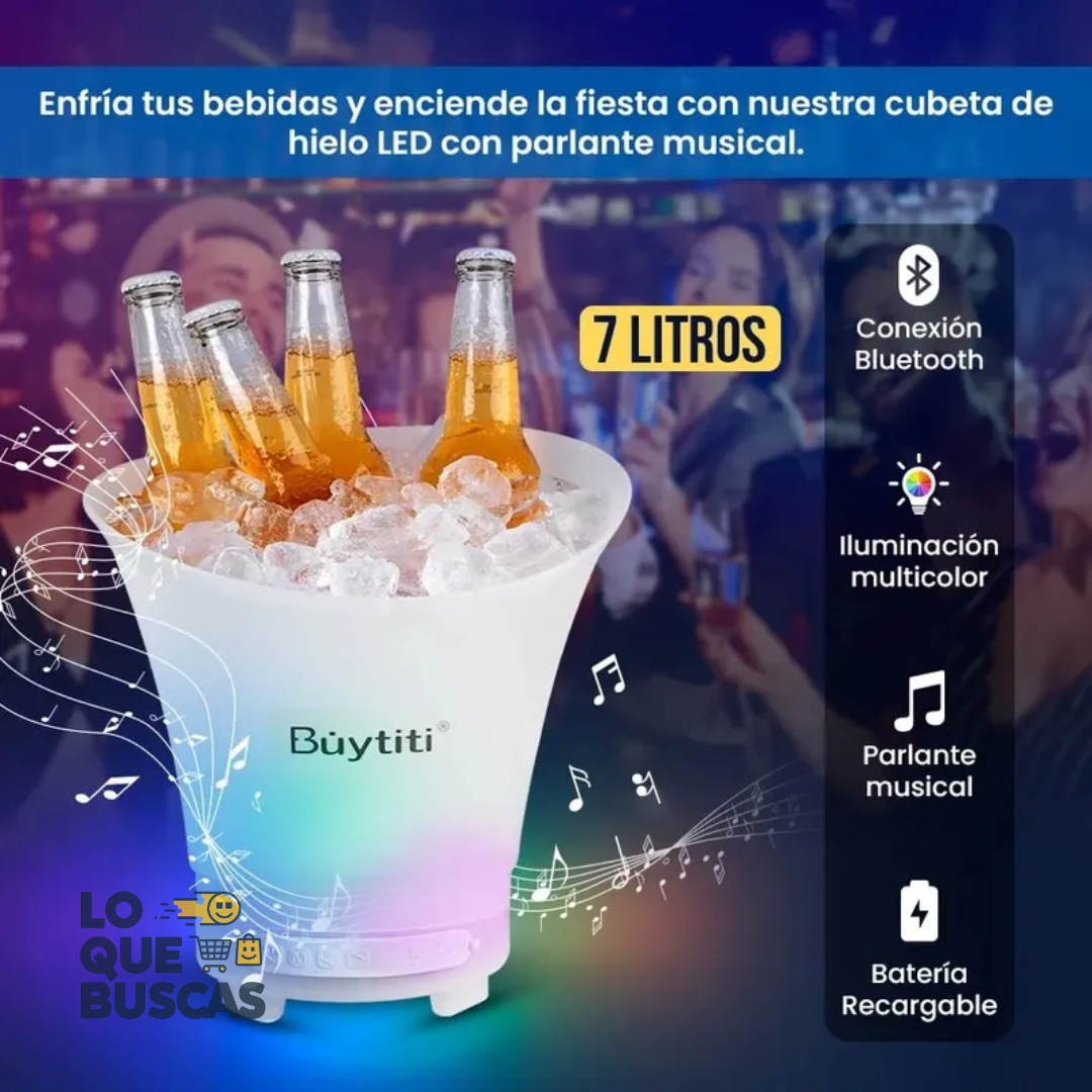 Hielera Cubeta De Luz Led Bluetoth Parlante Para Cubos Hielo