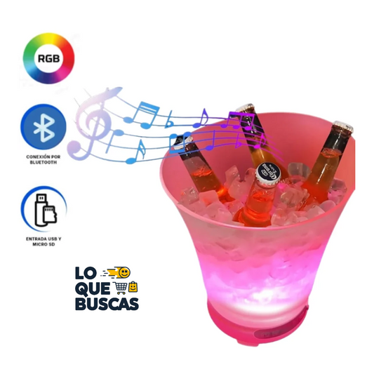 Hielera Cubeta De Luz Led Bluetoth Parlante Para Cubos Hielo