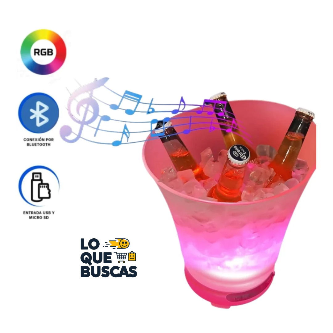 Hielera Cubeta De Luz Led Bluetoth Parlante Para Cubos Hielo