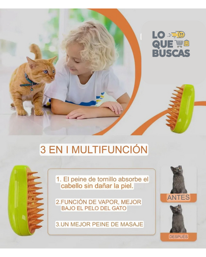 Cepillo de vapor 3 en 1 para mascotas